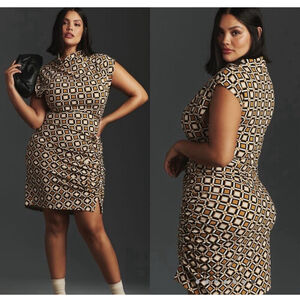 Anthropologie Maya Geometric Cowl Neck Bodycon Dress 1X